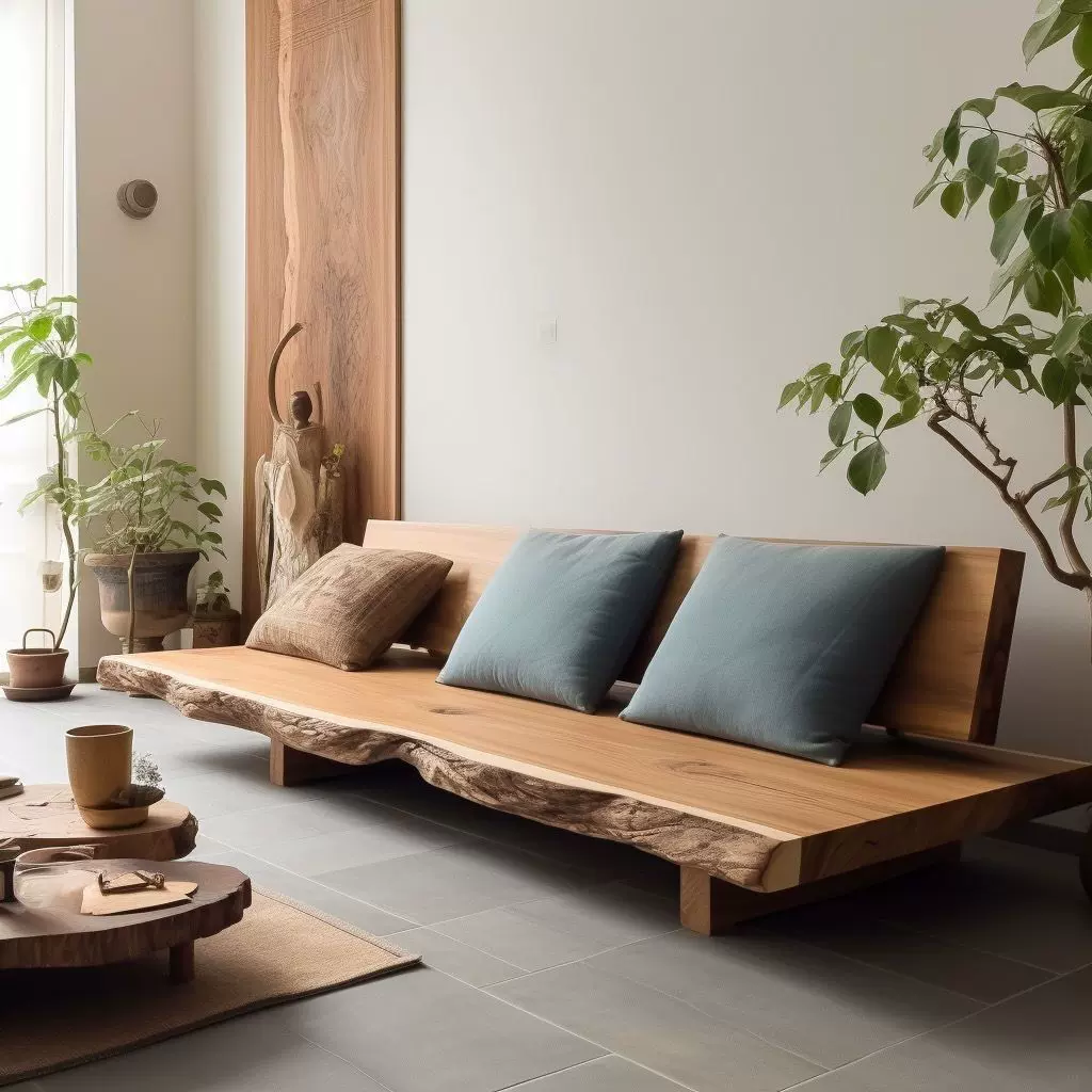 老榆木直排沙发侘寂风别墅大平层实木创意沙发客厅原木慵懒风沙发