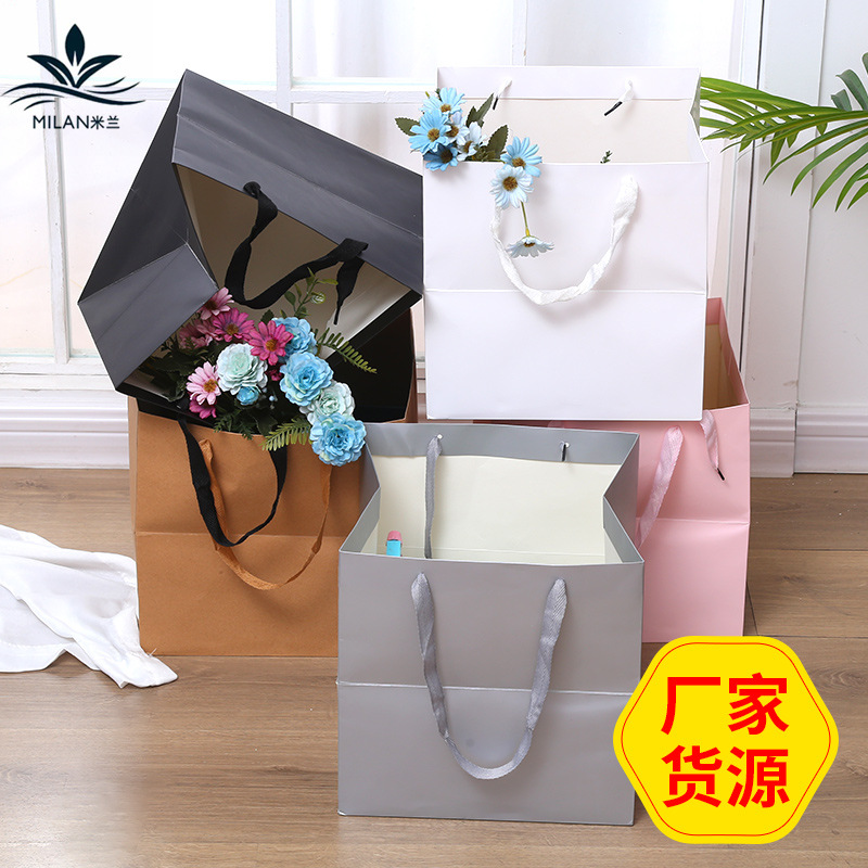 Cuadrado Kraft bolso bolsa de papel ramo de flores bolsa caja de regalo embalaje bolsa de mano regalo bolsa de regalo al por mayor