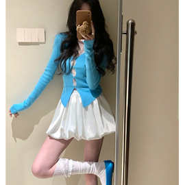 仅用于产品展示勿拍-白色花苞半身裙女夏季新款高腰显瘦a字云朵蓬