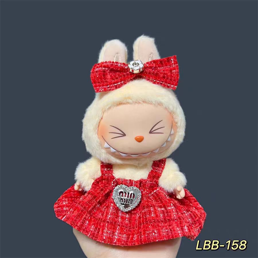 17 cm LABUBU una y dos generaciones de muñecas de polilla universal caja ciega fiesta pequeña falda de viento serie de accesorios de ropa de bebé