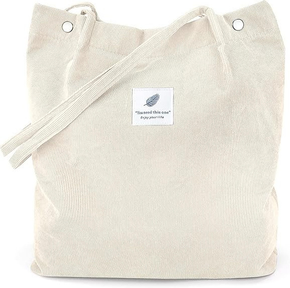 Corduroy Bag Style Simple Corduroy Canvas Bag Double Shoulder Strap Shoulder Bag Travel Outing Storage Bag Shoulder Bag