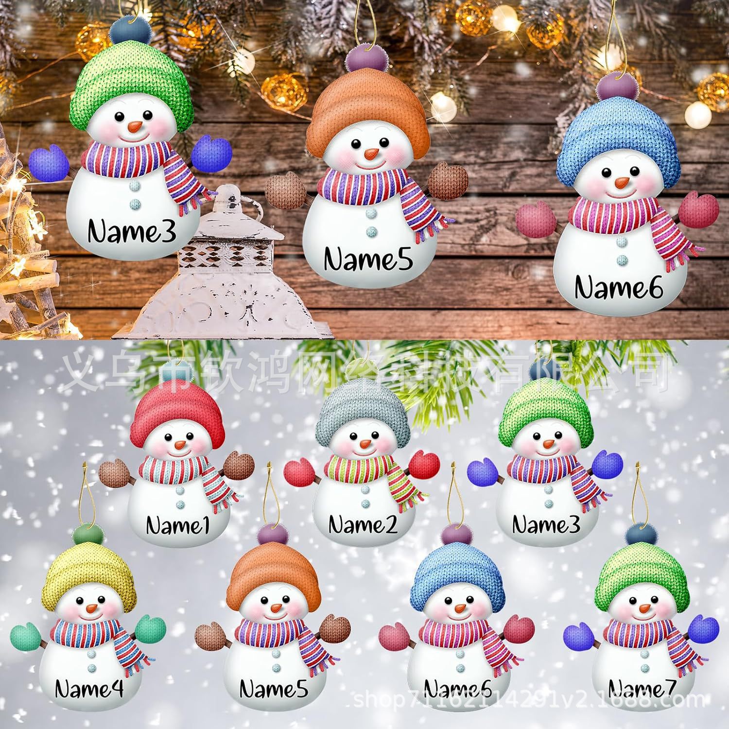 Personalidad transfronteriza muñeco de nieve de Navidad acrílico 2D plano colgante joyas de decoración de árbol de Navidad de fiesta familiar