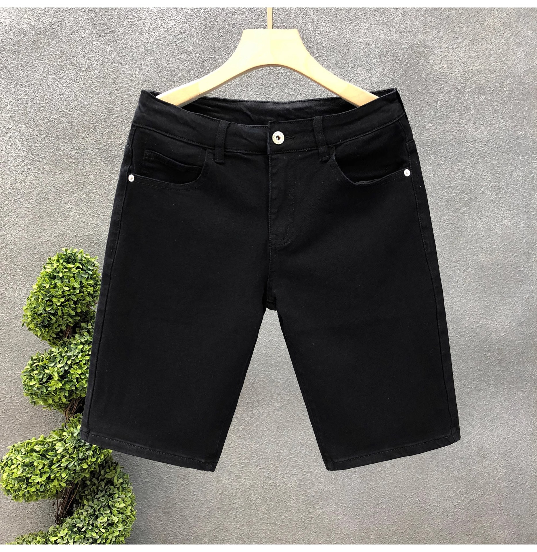 Schlanke Stretch Jeansshorts Für Herren In Blau Für Den Sommer_voghion.com
