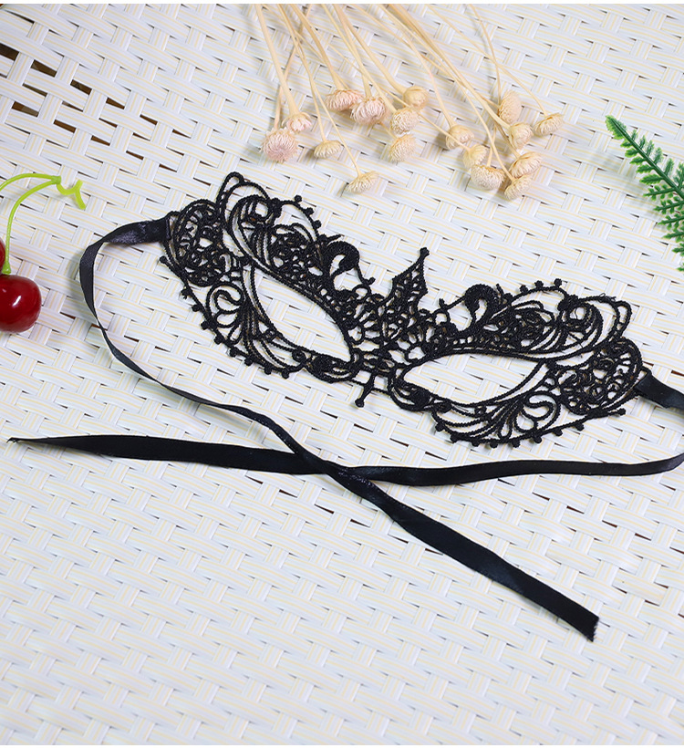 Lace Eye Mask for Adults, Black Sponge Blindfold, Couple Dress-Up Prop — detail image 7