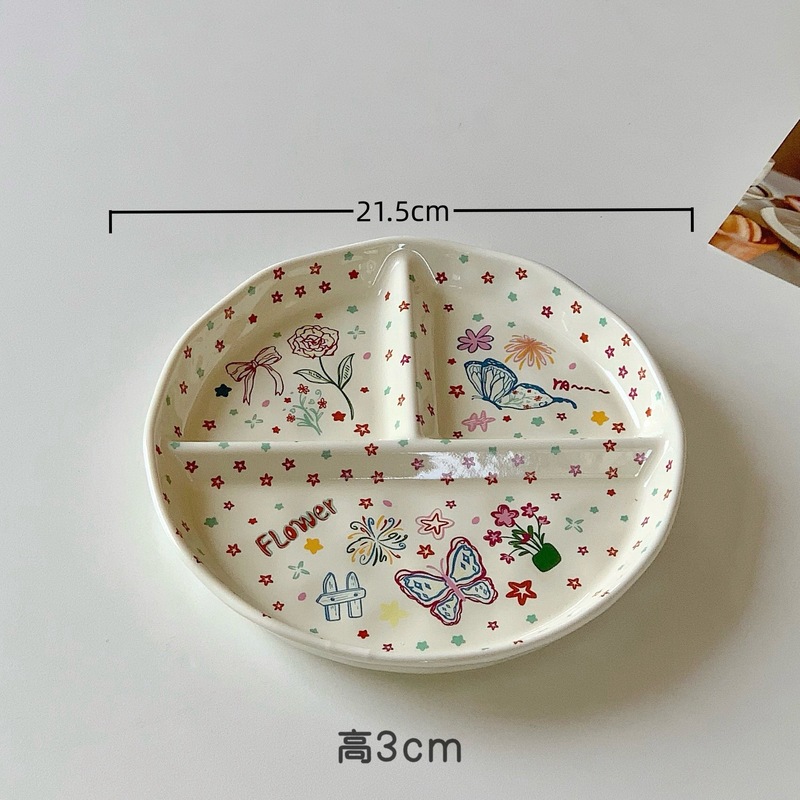 高級陶器皿とボウル、インスタイル、高級家庭用一人用食器、デザートボウル、サラダプレート、コンパートメントプレート|undefined