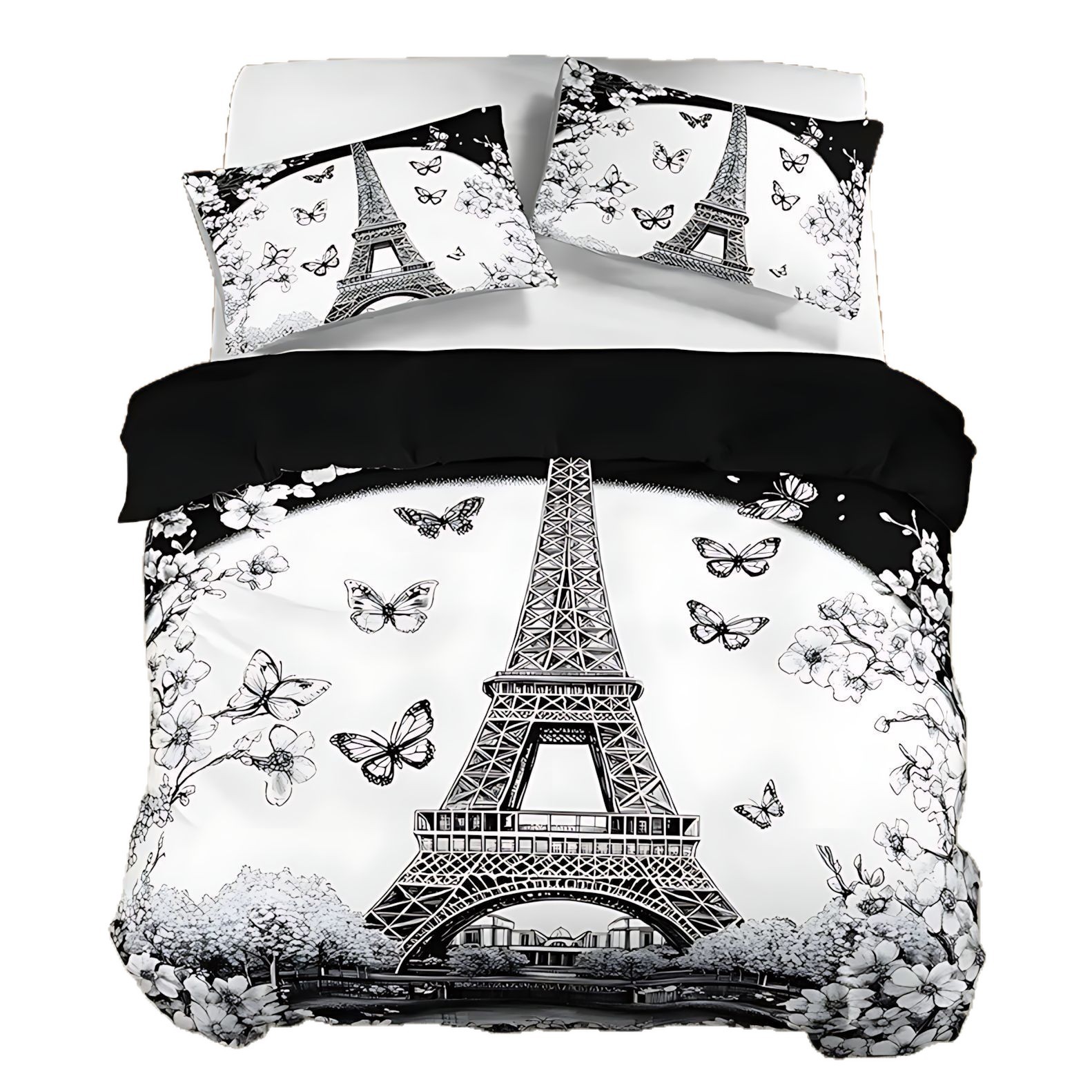 TEMU / JIT Transfronterizo Kit de colcha de cama de impresión digital para la Torre Eiffel de París