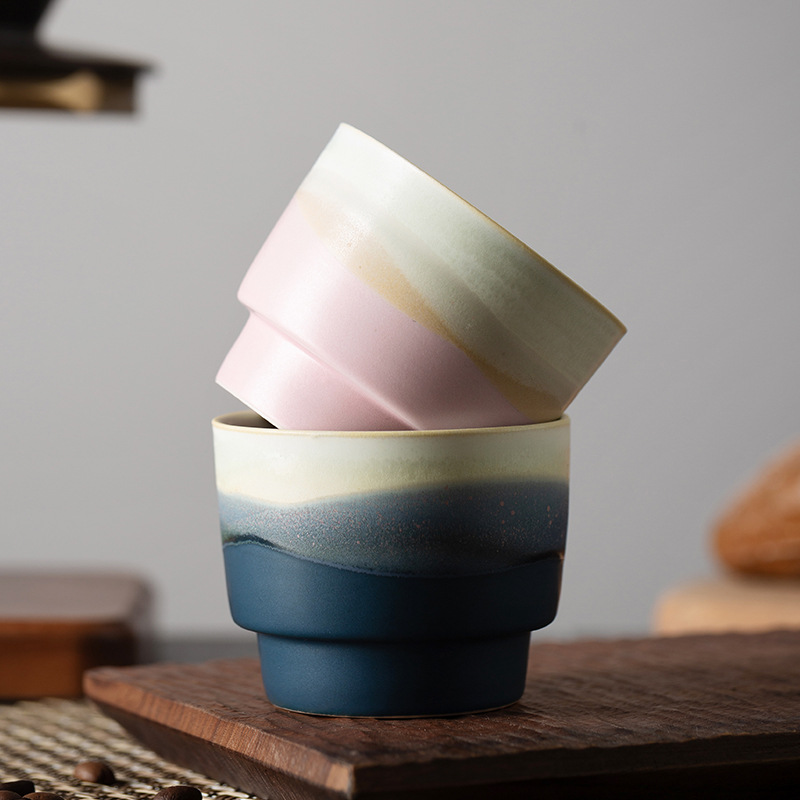 Taza de cerámica de estilo chino Taza de degustación de café de oficina Taza para el hogar Taza creativa de horno rosa personalizada