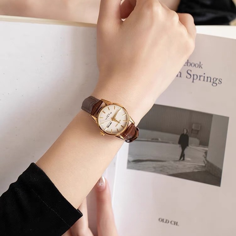 New Women's Watch Female Student High-end Waterproof Light Luxury Niche Full-automatic Hot Style Women's genuine goods Genuine Leather Vintage