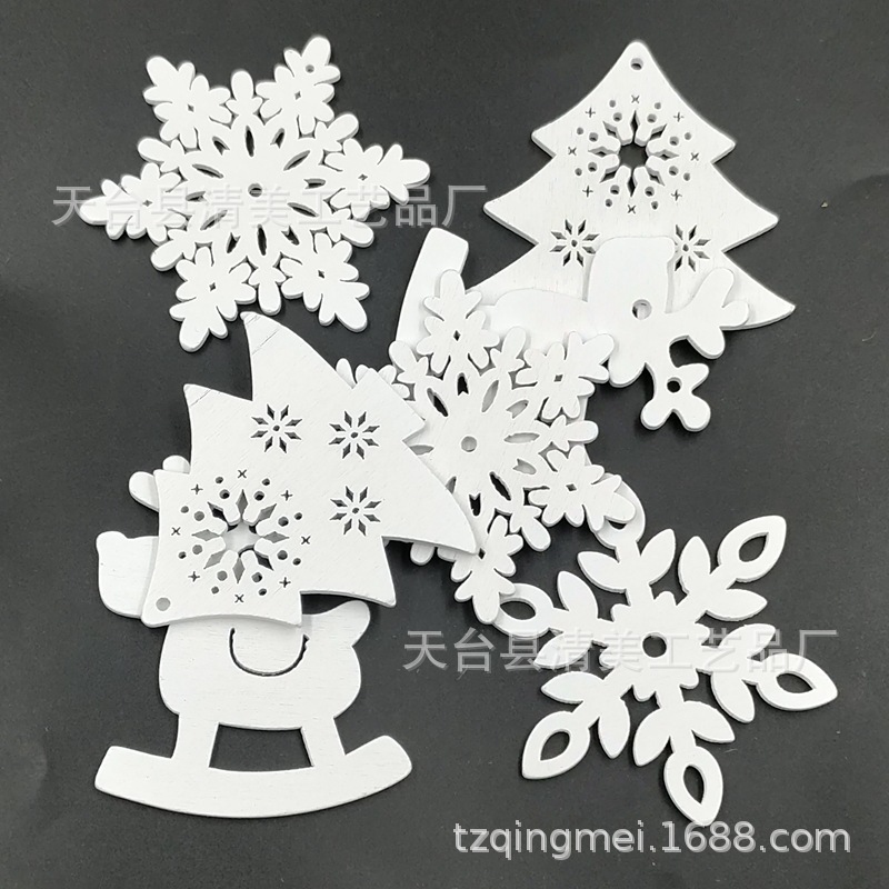 Adornos navideños de 8cm, piezas de madera, artesanías, colgantes, piezas de madera talladas creativas, decoración de árboles de Navidad, adornos de madera