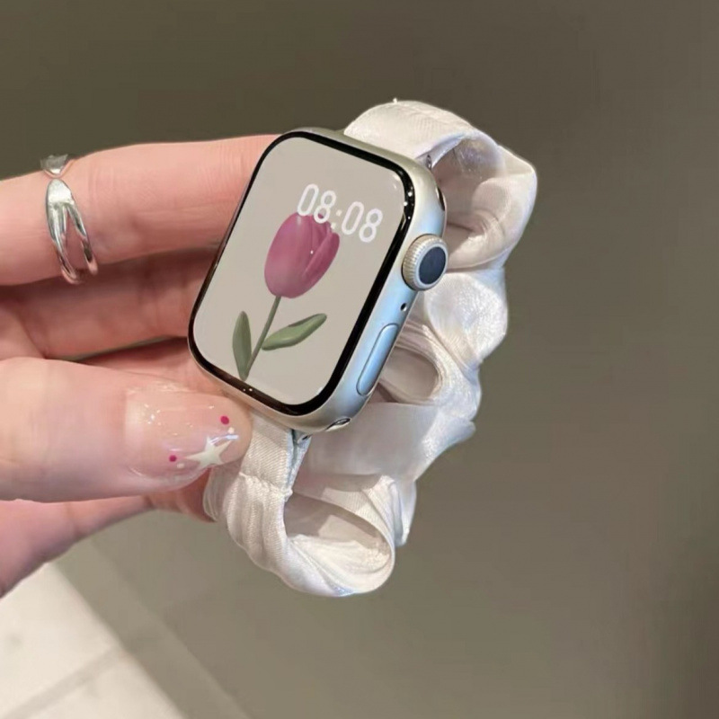 Suitable for Apple Watchs10 Apple Watch Iwatch9876Se French Pearlescent Hair Band Thin Strap for Women