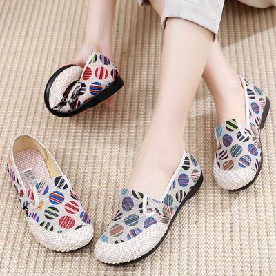 Old Beijing cloth shoes female breathable linen fisherman in spring and summer qipao chinese dress shoes a pedal mom lazy with flat hanfu shoes