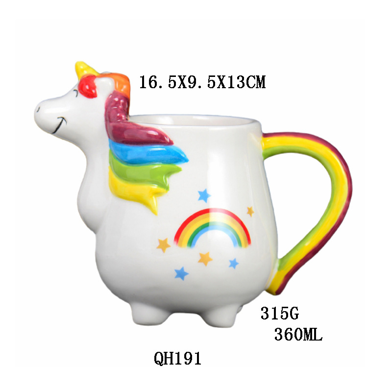 Inventario creativo de cerámica lindo unicornio taza de animales taza de leche taza de oficina de cerámica artesanía