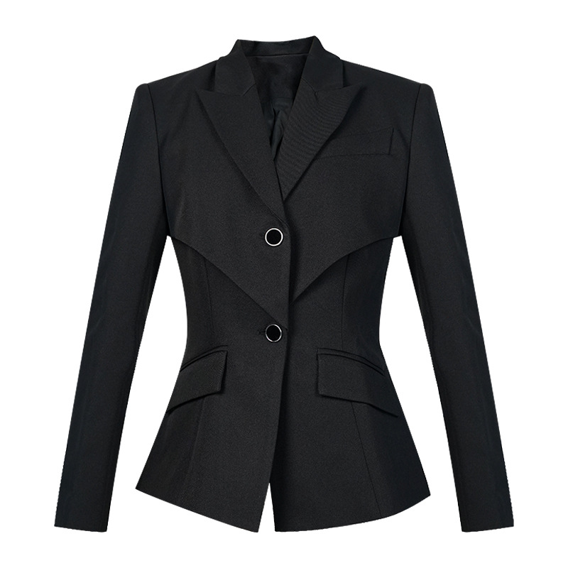 Áo blazer nữ công sở ôm eo, vest phỏng vấn tay dài màu đen — màu đen