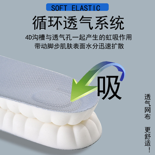 Insoles that feel like stepping on shit for a long time, soft and thickened arch support, high elastic sports shock absorption, sweat absorption, deodorant and breathable insoles wholesale