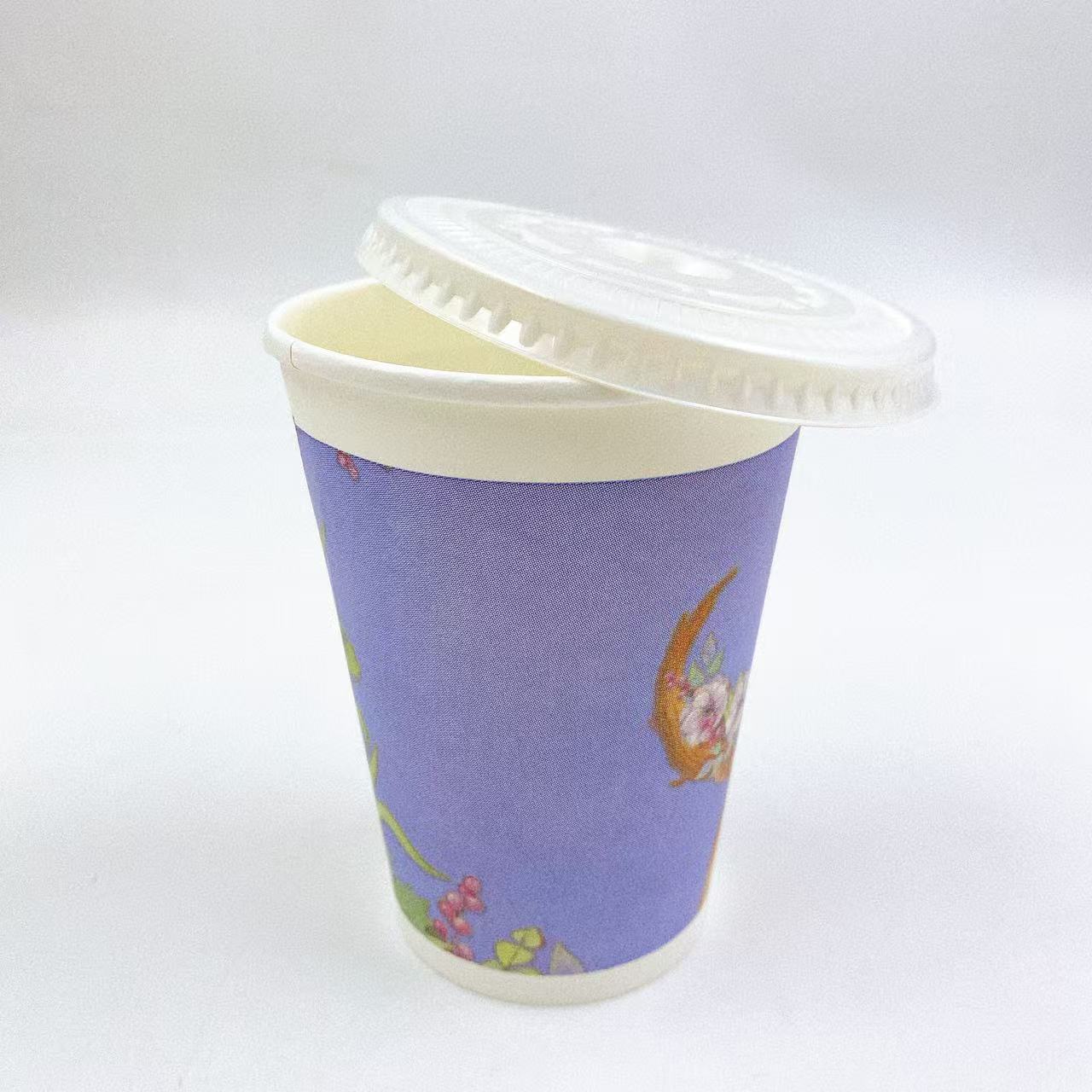 Taza de papel desechable al por mayor taza de leche de soja taza de bebida engrosada 14 oz con tapa comercial desayuno empaque