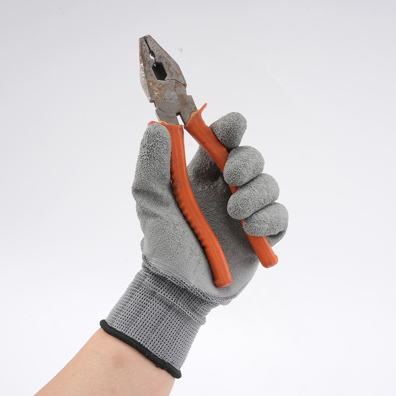 Thirteen-Needle Latex Wrinkle-Semi-Hanging Gloves, Durable and Slip-Resistant, Rubber-Coated, Construction Site Nylon Breathable Work Safety Gloves