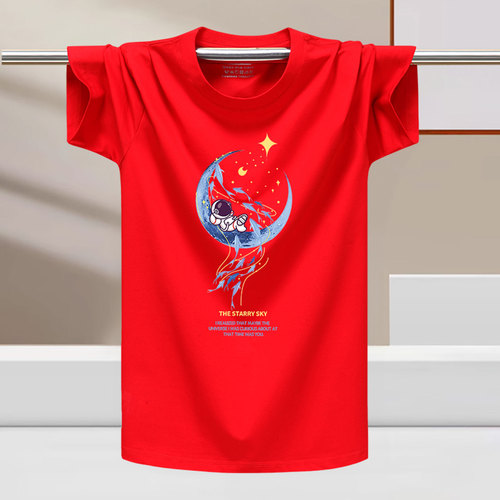 Men's loose-fitting short-sleeve T-shirt for leisure, summer, large size, elastic youth half-sleeve men's clothing