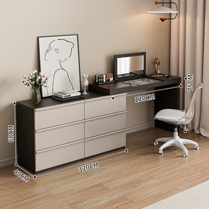 스모크 블랙 120 테이블 + 120 캐비닛 + 회전 의자