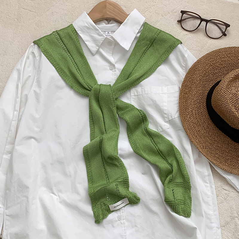 Chal de punto de alta calidad nueva bufanda multiusos en otoño, chal de color sólido con aire acondicionado, chaleco de cuello exterior