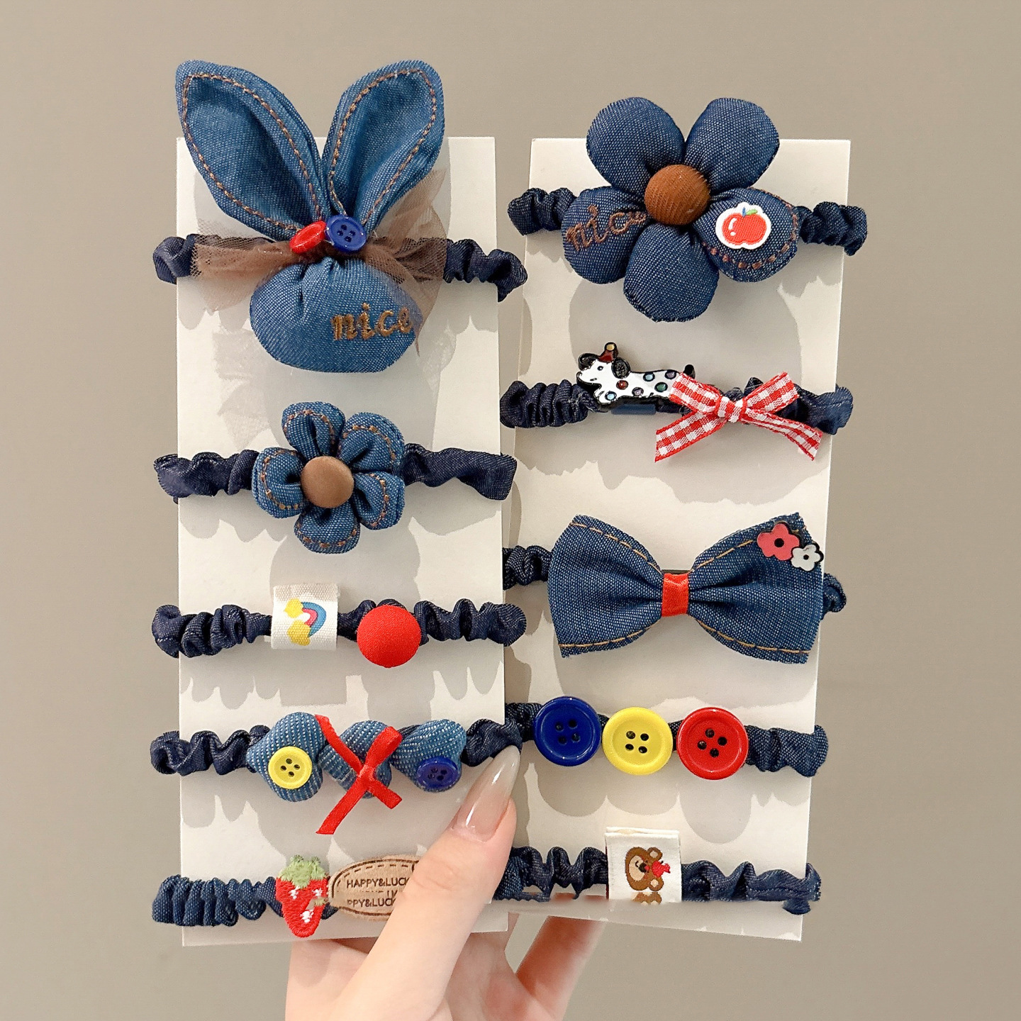 Tejido de vaquero no daña cabello cuerda de cabello niñas lindos anillo de cabello joyas de cabello de cola de caballo