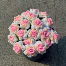 手工编织针织毛线花仿真永生花玫瑰花教师节礼物地摊针线勾线成品