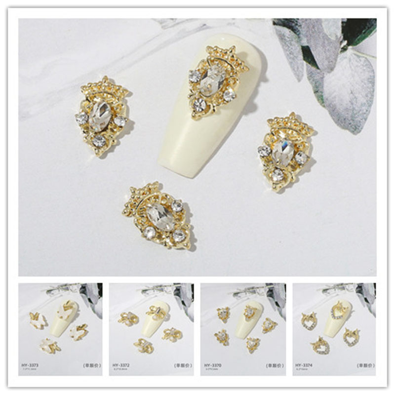 New Japanese and Korean Style Nail Art Jewelry Alloy Diamond Nail Sequin Decoration Flash Diamond Bow Pearl Nail Jewelry