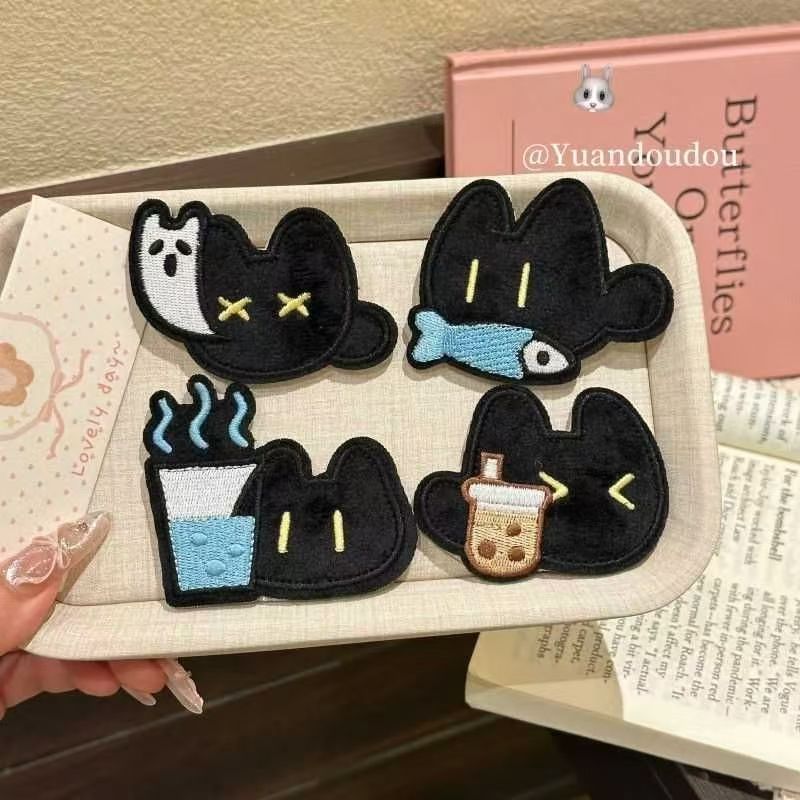 Cartoon cat hair fringe stickers for workers, enhancing the mental state, high aesthetic appeal, versatile and niche magic stickers