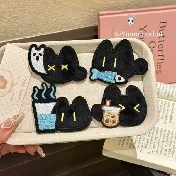 Cartoon cat hair fringe stickers for workers, enhancing the mental state, high aesthetic appeal, versatile and niche magic stickers