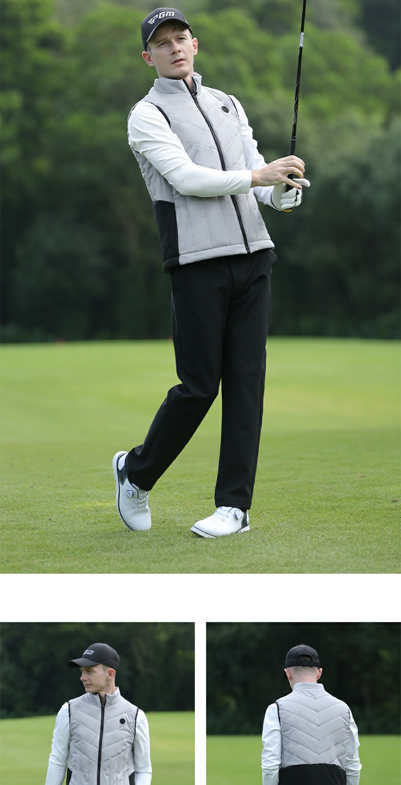 Áo ghi lê golf PGM nam chần bông giữ ấm mùa thu đông — YF519-Áo khoác bông đen [chần bông], YF519-Áo khoác cotton xám [chần bông], YF517-Áo khoác màu đỏ [90% lông vịt trắng], YF517-Áo khoác đen [90% lông vịt trắng] chi tiết 8