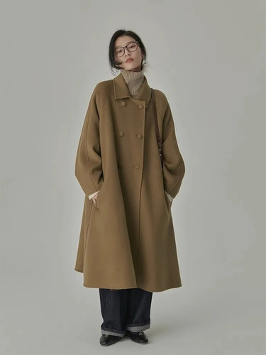 woolen coat women's medium and long autumn and winter new woolen coat Hepburn style temperament thickened Japanese