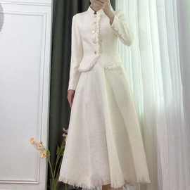 秋季女装法式复古名媛气质御姐小香风流苏外套高腰半身裙两件套装