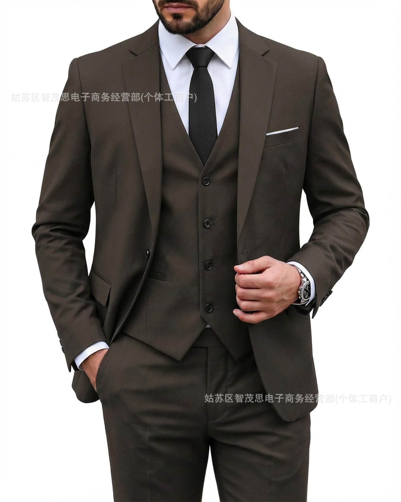 Dark brown suit + vest + pants / XS