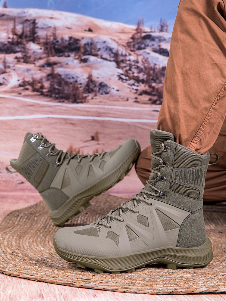 2024 botas militares de caña alta de gran tamaño transfronterizas, zapatos de senderismo para hombres, tipos de trabajo, armas, tácticas, botas de combate, fabricantes de botas de herramientas del desierto