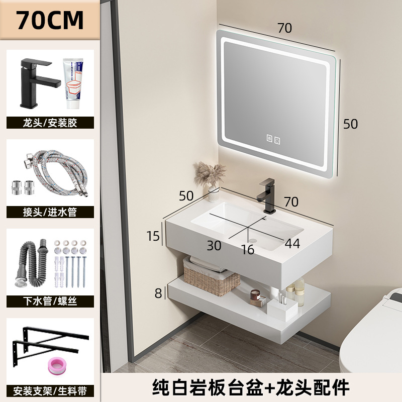 Hotel estilo gabinete de baño combinación Placa de roca integrado cuenca gabinete de baño lavabo cuarto de baño lavabo mesa de lavado