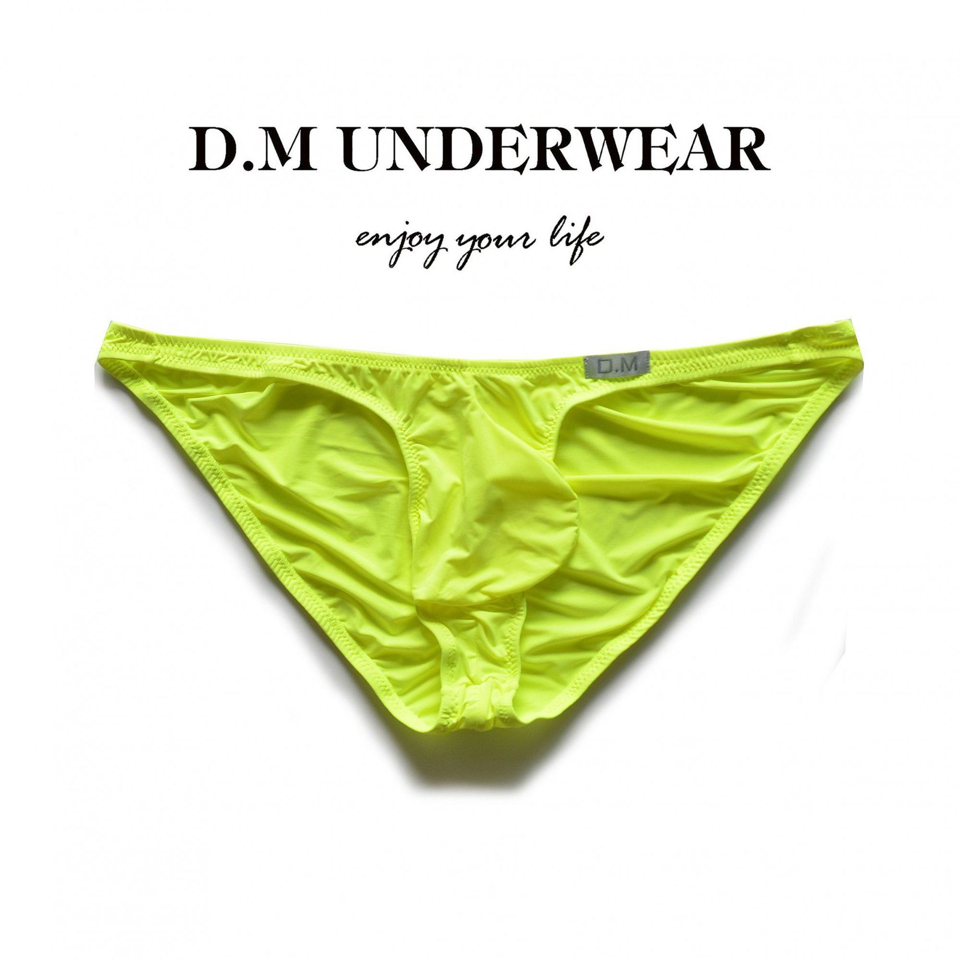 D.M Butt-Lifting Tight-Fitting Solid Color Ice Silk Formal Men's Underwear Low-Rise Sexy Nylon Trendy Fashion Silky Briefs