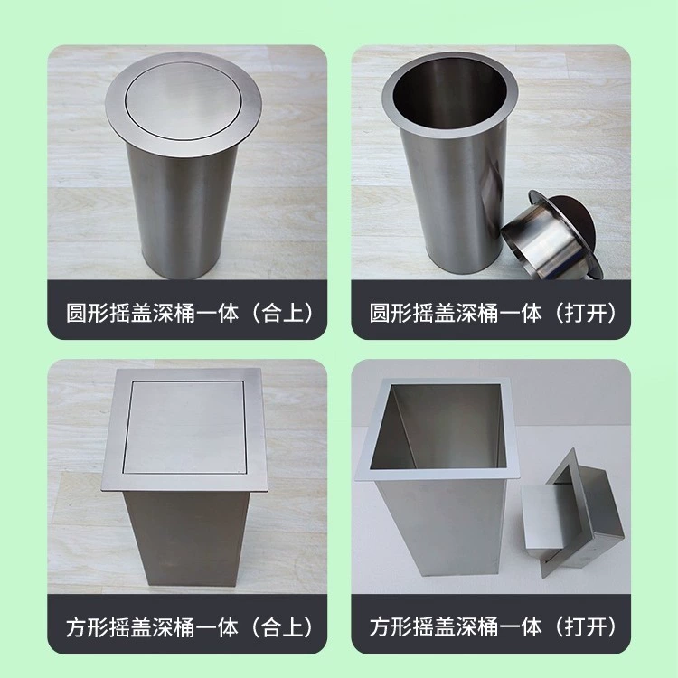 Встраиваемая мусорная корзина из нержавеющей стали, декоративная крышка для столешницы, откидная крышка 304, круглый вход для измельчителя мусора