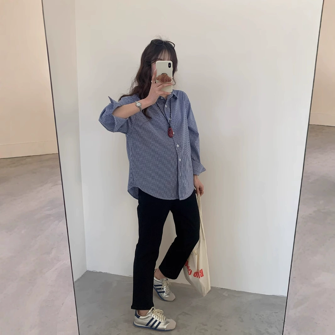 Корейская ретро-художественная одежда для беременных весной Питер маленький отворот с длинными рукавами рубашка для беременных