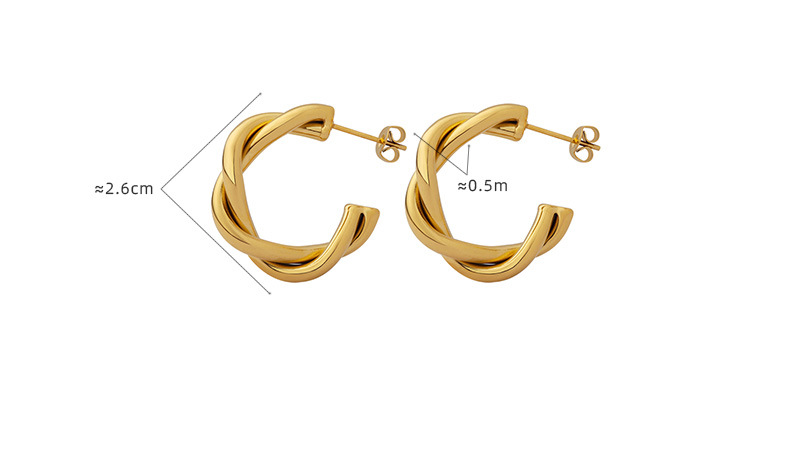 Retro C Shape Spiral Stripe Titanium Steel Earrings Plating Stainless Steel Earrings