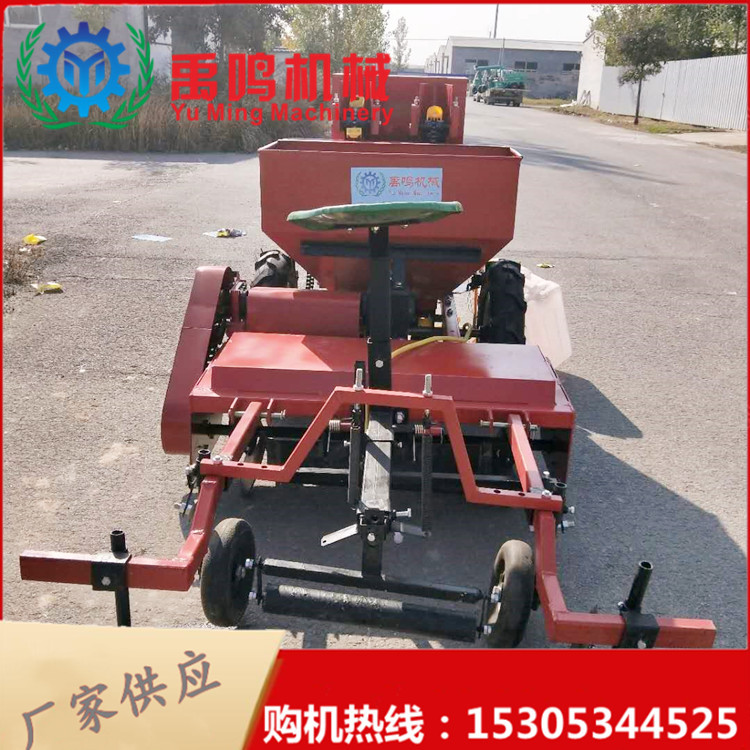单垄双行土豆播种机覆膜机 拖拉机带马铃薯施肥播种机 双垄双行