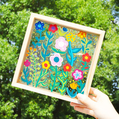 diy 絵画手作りフォトフレーム色泥粘土プラスチック作品透明三次元アクリルドライフラワー紙カットドライフラワー額縁
