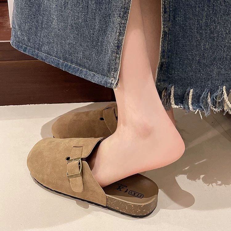 Новые осенние плоские обувь Birkenstock 2024 года, женские обувь с мягкой подошвой, носок до пальца полудраг, носили, классика, ретро, модно, повседневно, универсально