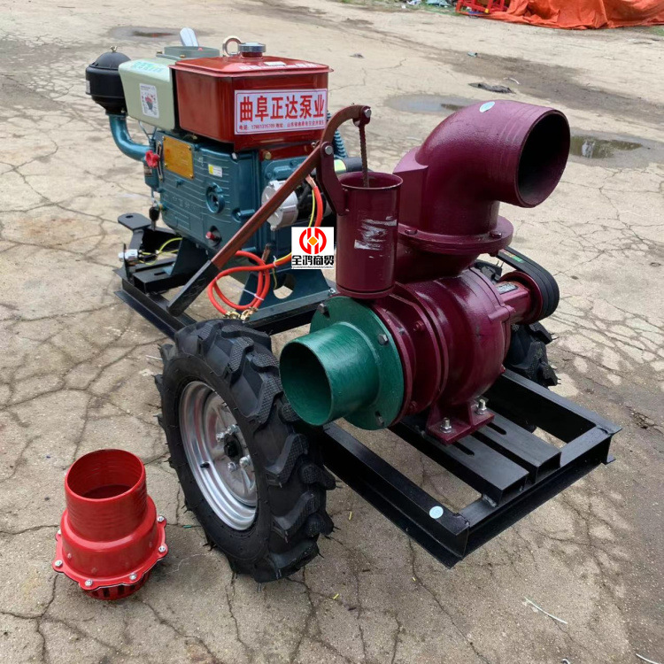 6寸拖车款大流量柴油抽水泵农田灌溉抽水机农用压水泵