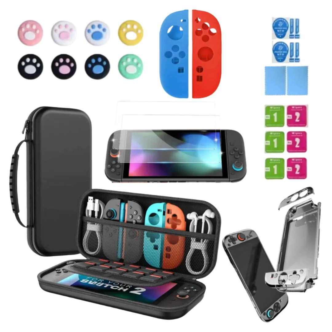 Кристаллический чехол-хранилище для Switch2 / SWITCH OLED, защитный футляр NS, кабель для данных