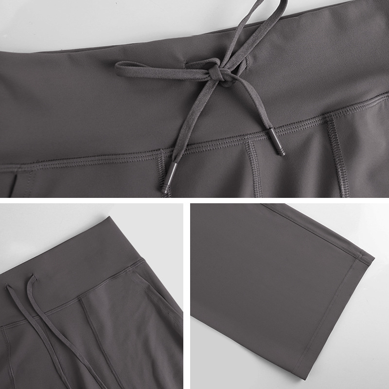LAHN moda micropantalones pantalones de mujer de nueve puntos de alta sensación casual relajado recto de cintura alta delgada pantalones deportivos de piernas anchas image 5