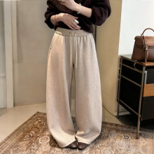 赛迪~2025新款加绒弯刀裤女秋冬加厚卫裤韩版松紧腰休闲阔腿裤子