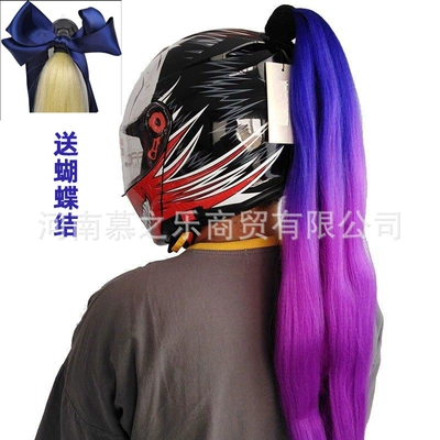 Motosiklet dəbilqələri – Ponytail with Bow DIY - blue-and-purple-loose-ponytail-with-bow