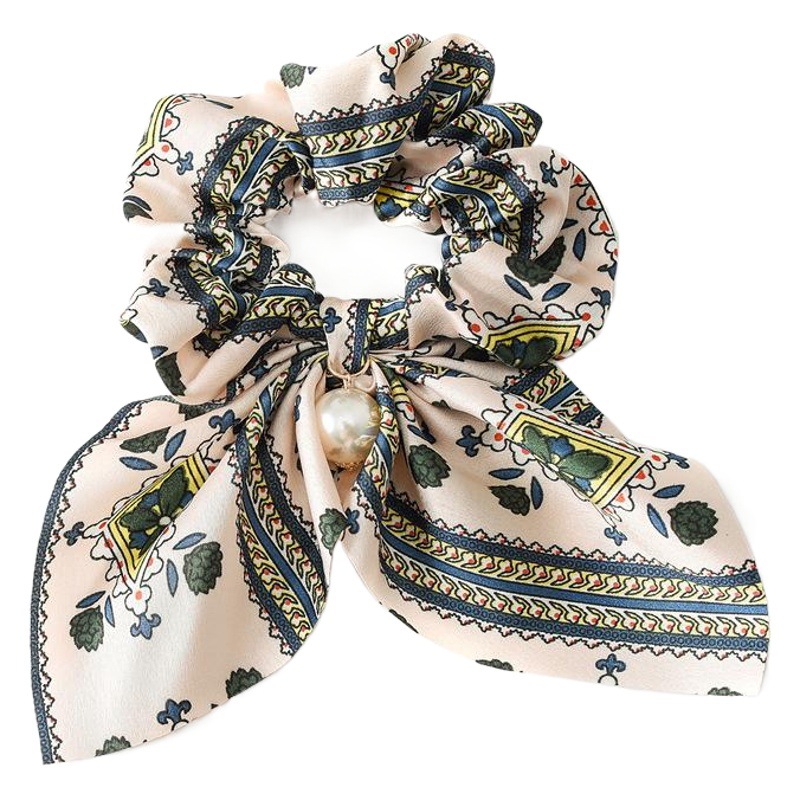 Tres-Estado europeo y americano nuevo colgante de perlas anillo de intestino grande banda de pelo de las mujeres anudado arco grande accesorios de la cabeza de la cuerda del pelo