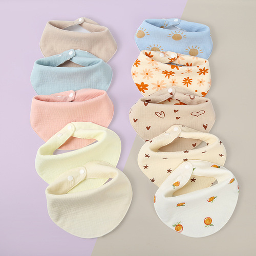 Crepe newborn autumn and winter cotton bib baby bib baby waterproof cute bib triangle towel thickened version