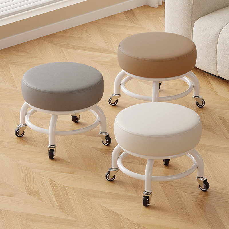 Rueda universal taburete pequeño polea doméstica taburete redondo para cambiar zapatos limpiador taburete bajo con artefactos mágicos para niños pequeños taburetes silenciosos