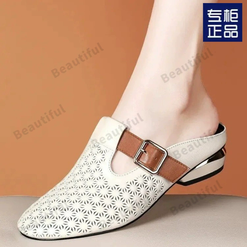 Женские летние босоножки 2025 года, модные, круглый носок, удобные, на мягкой подошве, на толстом каблуке.